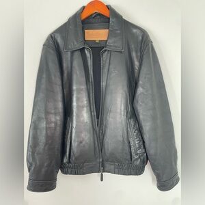 Timberland Black Leather Bomber Jacket